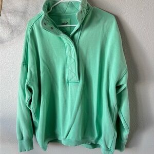 Aerie Getaway Quarter Snap Oversized Mint Green Sweatshirt. Size M